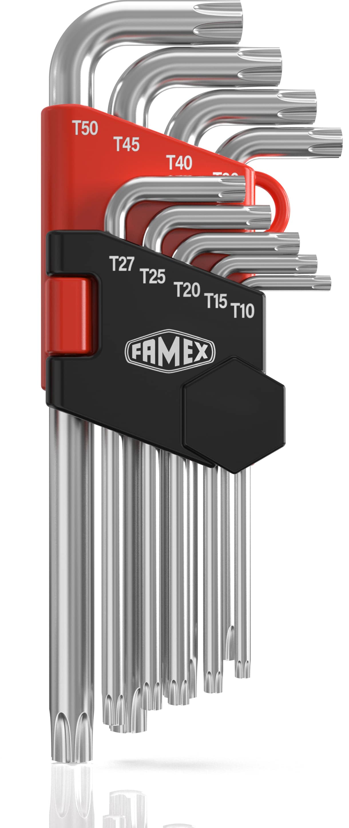 FAMEX 10788 Winkelschraubendreher f&uuml;r Torx-Schrauben, lang, T-10 - T-50, 9-teilig 