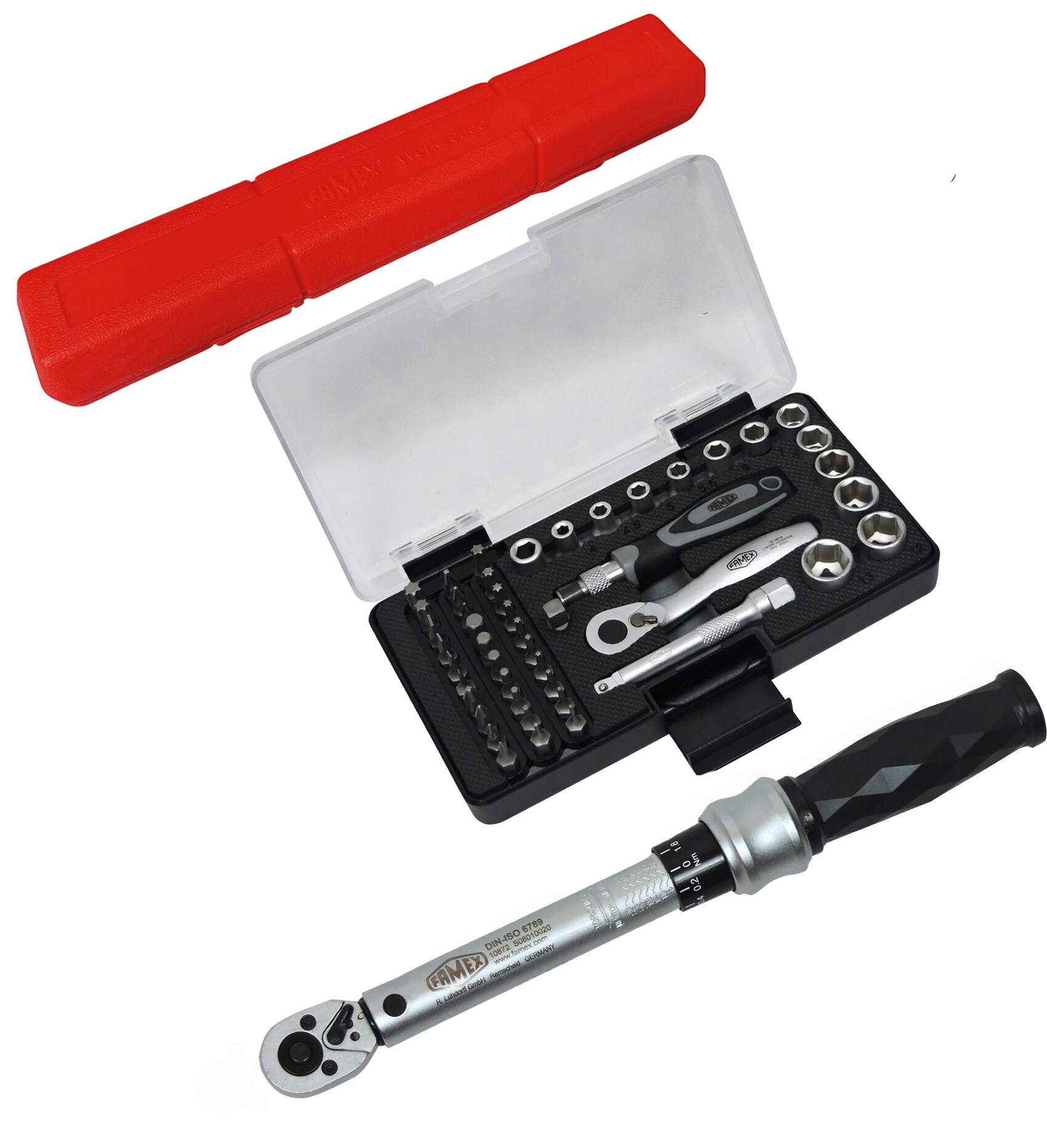 FAMEX 10875 Drehmomentschl&uuml;ssel Set 1/4" (6.3mm) 6-30 Nm Fahrrad Werkzeug 