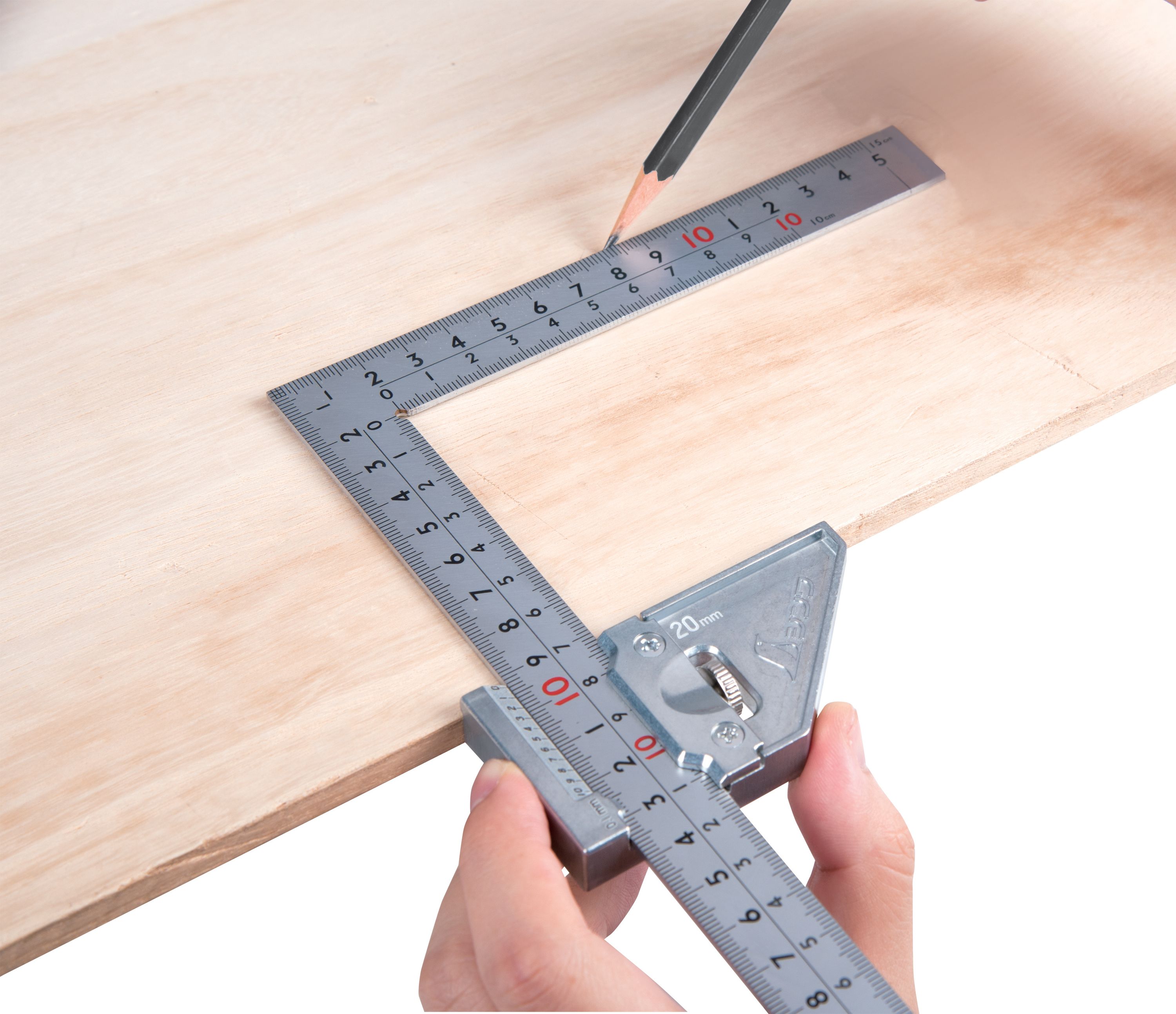 Shinwa 12486 Zimmermannswinkel 30x15 cm, inkl. Metall-Stopper 