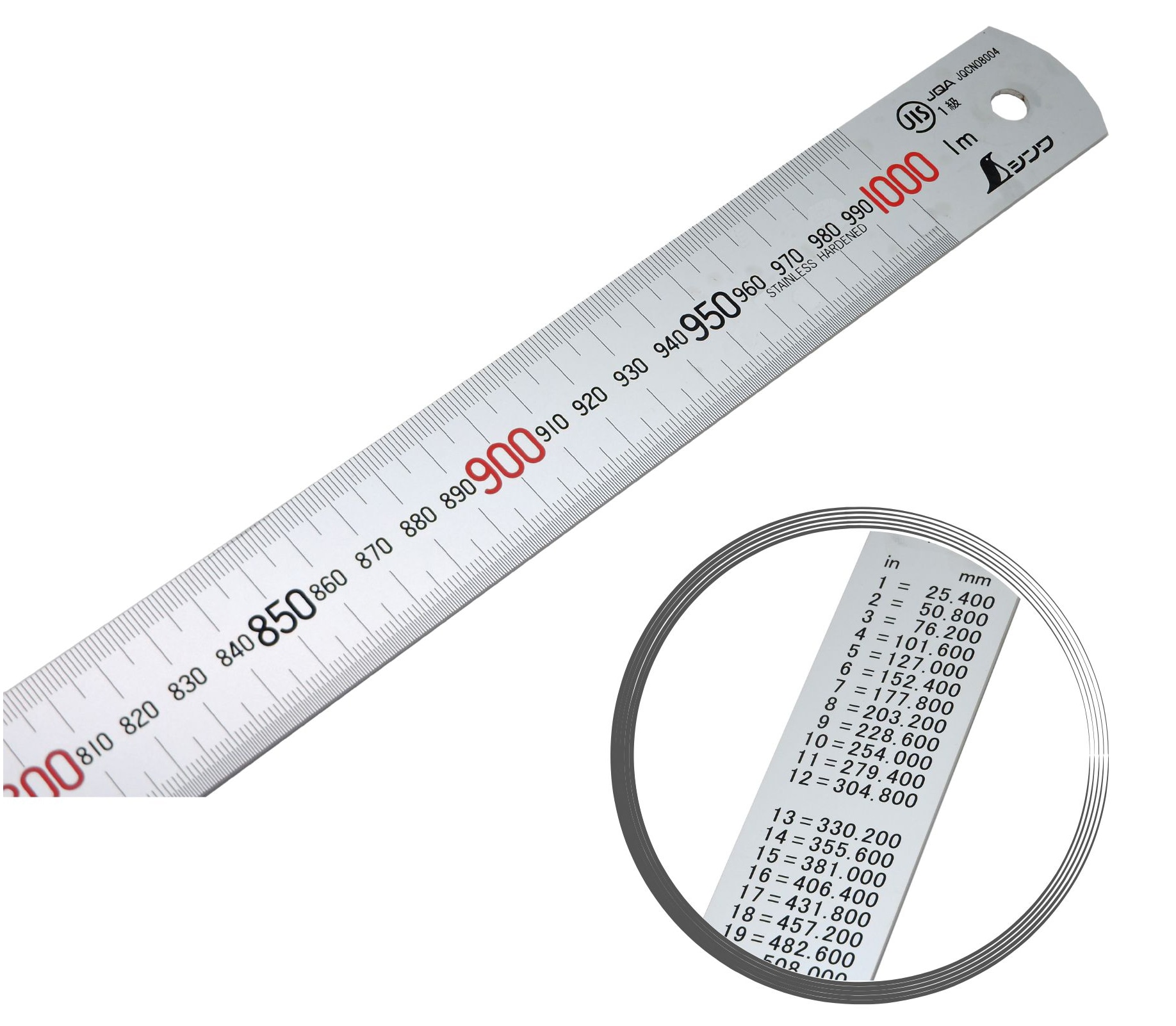 Shinwa 13048 Lineal aus Edelstahl 100 cm - mit 0,5mm Skala 