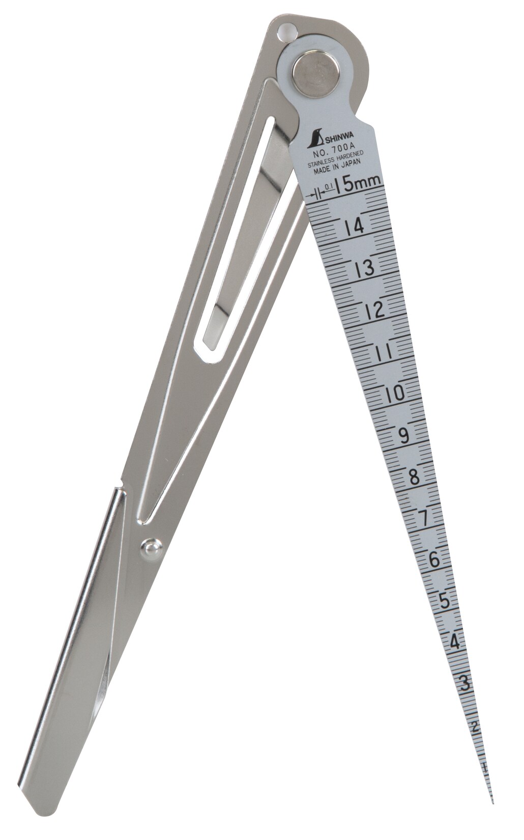 Shinwa 32789 Schweißkegel, Fühlerlehre, Tiefenlineal 1–15 mm, mit Clip-Halter