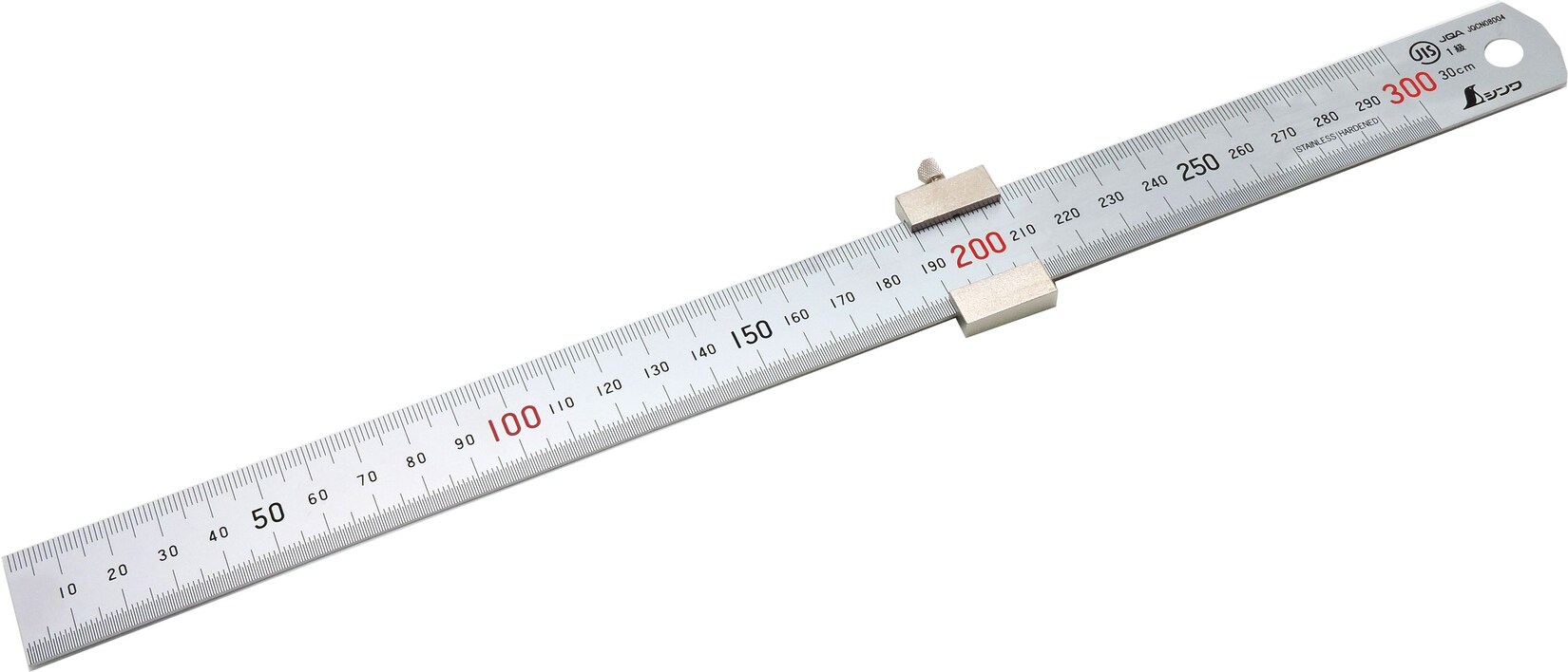 Shinwa 76752 Edelstahllineal 30 cm – mit Anschlag