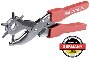 FAMEX 3519 Lochzange für Leder Revolverlochzange mit Hebelübersetzung Gürtel 