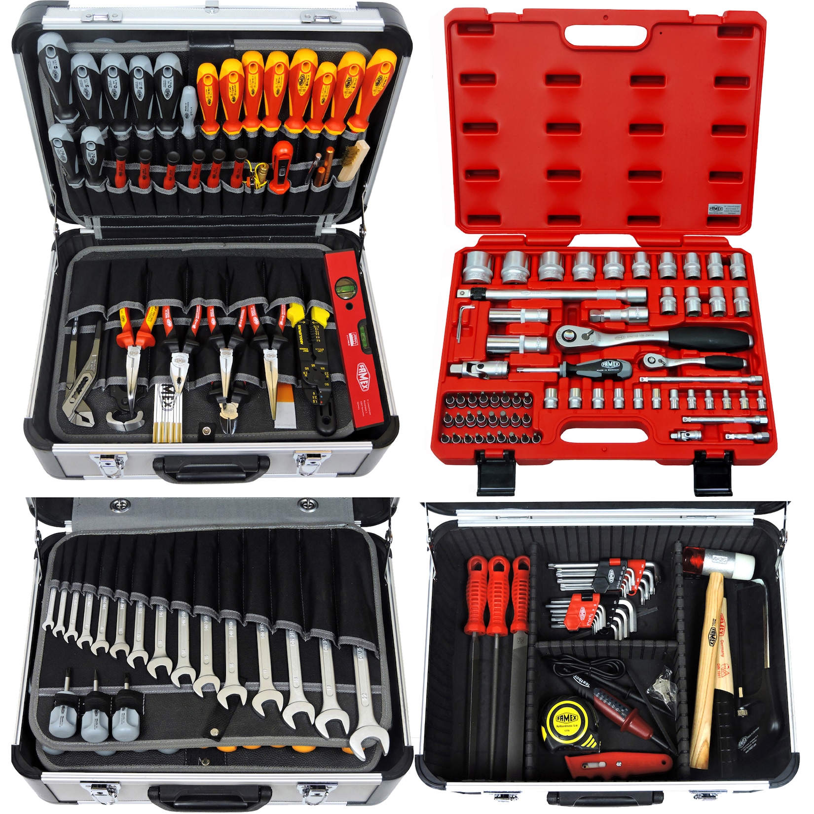 FAMEX 418-18 Profi Werkzeugkoffer mit Werkzeug Set mit Steckschlüsselsatz in Top Qualität