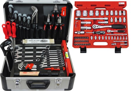 bestellen online mit bei FAMEX gefüllt Werkzeugkoffer und Marktkauf Werkzeug Steckschlüsselsatz 729-18