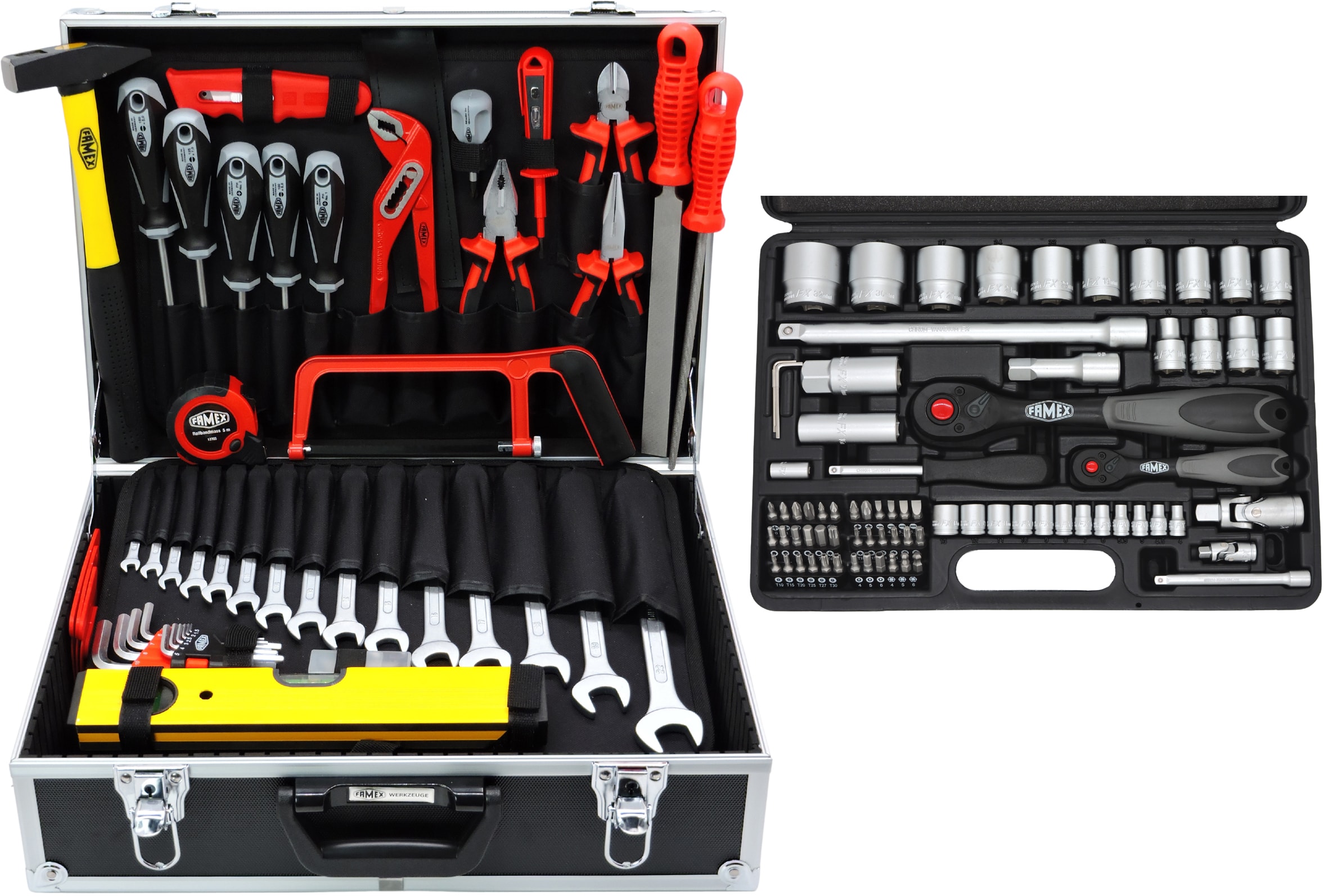FAMEX 744-47 Werkzeugkoffer best&uuml;ckt mit Werkzeugset 