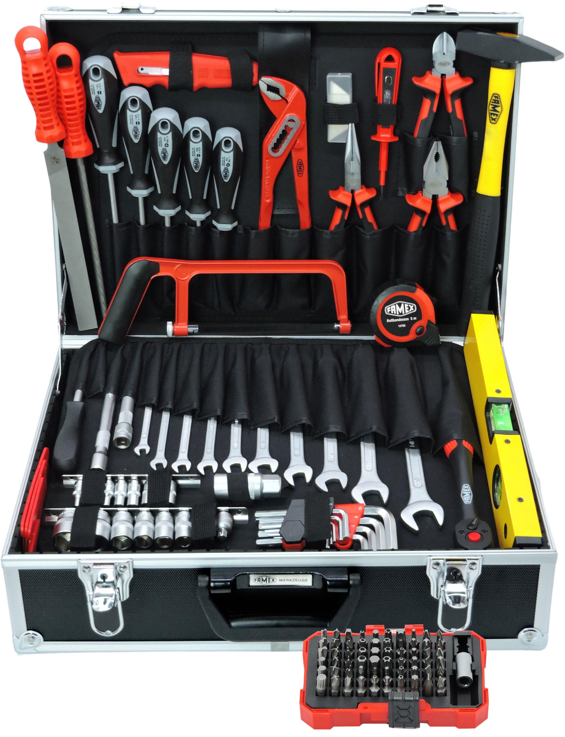 FAMEX 745-47 Werkzeugkoffer best&uuml;ckt mit Werkzeugset, 164-tlg. 