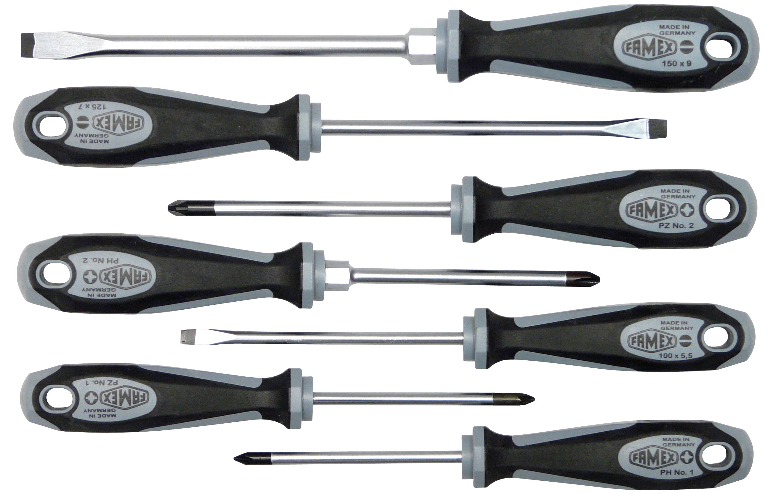 FAMEX 7705-7 Schraubendreher mit 2-Komponentengriff, Satz 7-tlg. 