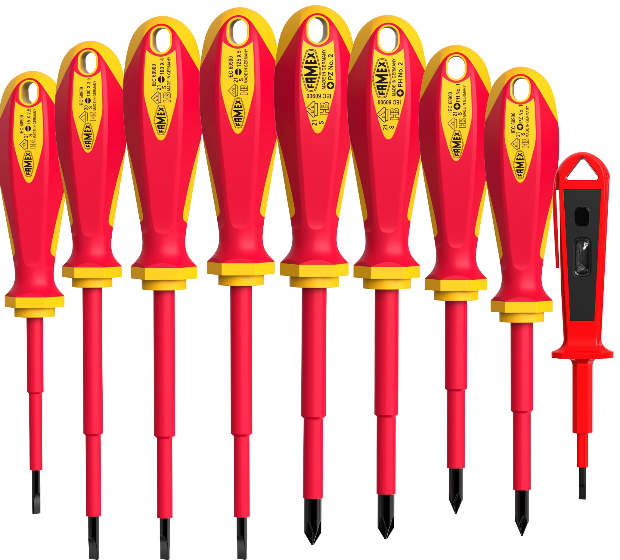 FAMEX 7734-9 Elektriker Schraubendreher VDE aus deutscher Produktion - 9-tlg. 