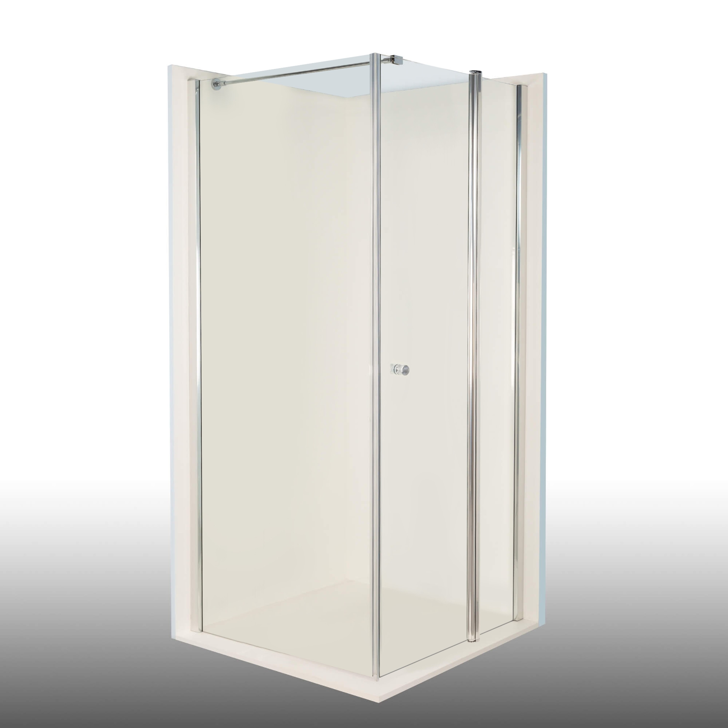 Duschkabine/ Duschabtrennung Dusbad Vital 2 Dreht&uuml;r an Festteil rechts + Duschwand links (Kombination) rechts 750mm links 750mm 