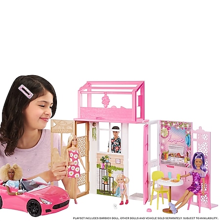 Barbie Haus klappbar inkl Puppe blond Hund und Zubehör Puppenhaus voll  möbliert bei Marktkauf online bestellen