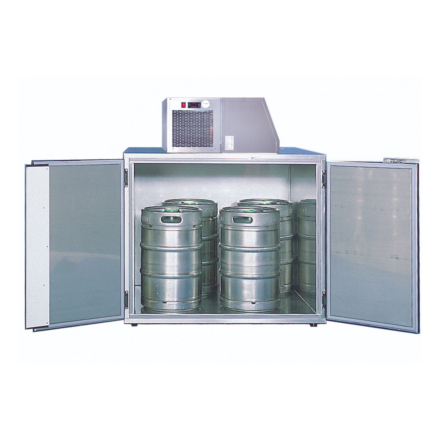 Fassvork&uuml;hler f&uuml;r 4 F&auml;sser, Stahlblech Alu-Zink-Klarlack versiegelt 