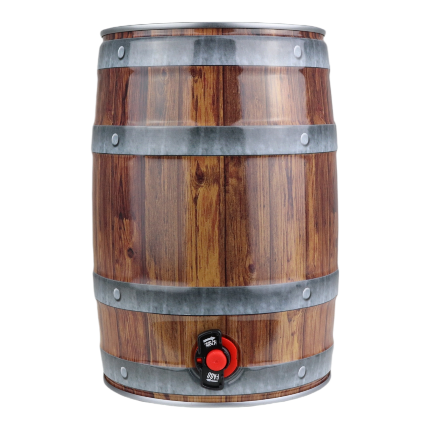 5L Partyfass mit Zapfhahn, Holzoptik 