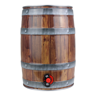 5L Partyfass mit Zapfhahn, Holzoptik 