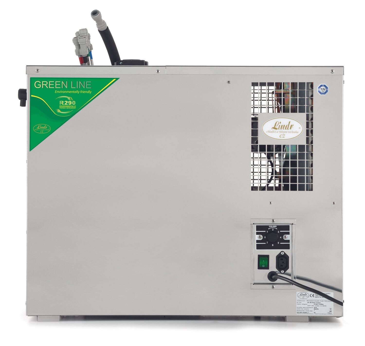 Zapfanlage, Bierzapfanlage, Bierkoffer - Lindr AS 160 Inox Tropical, 8-leitig, 8-coils,Green Line 