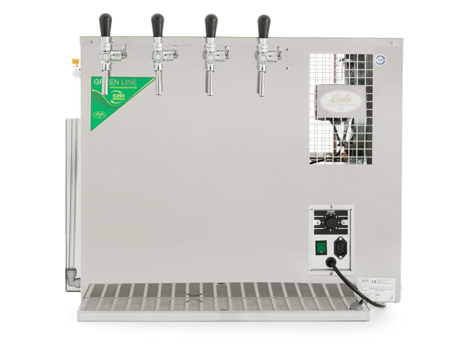 Zapfanlage, Bierzapfanlage, Bierkoffer - Lindr AS 160 Inox Tropical, 4-leitig, Green Line