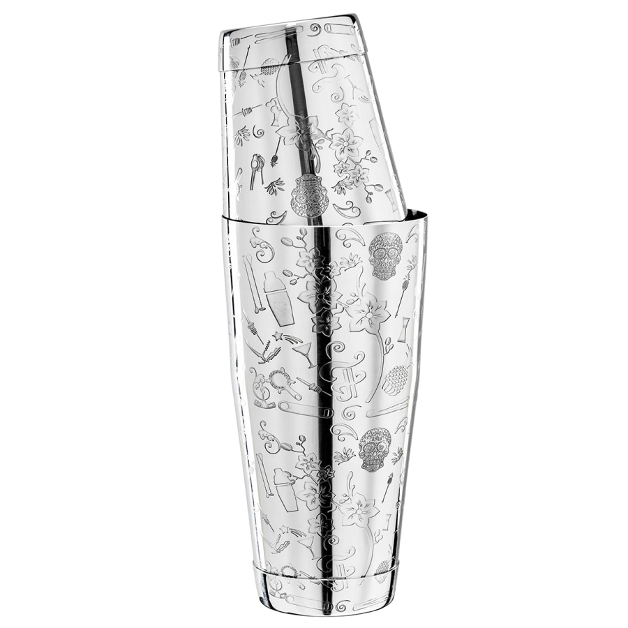 Cocktail shaker - Collabo TIN oN TIN Edelstahl - 28oz/18oz - mit Gravur - Limited Edition 