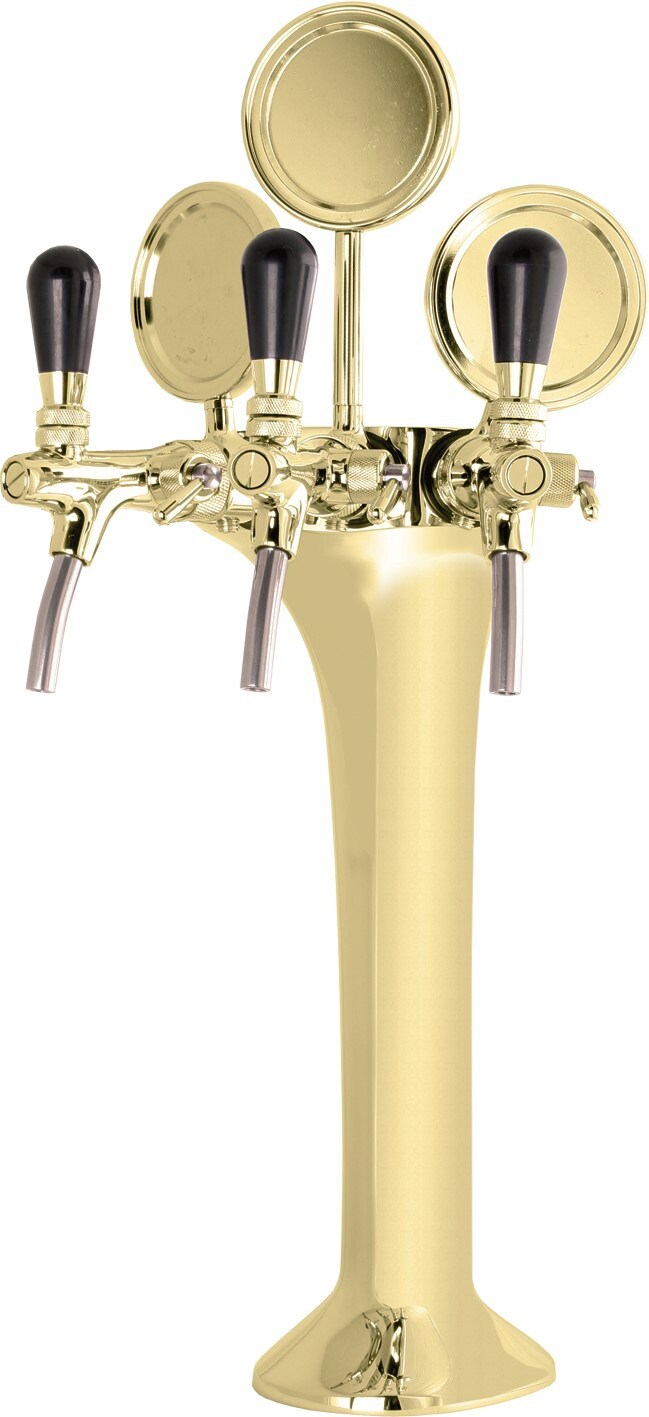 Schanksäule, Bierzapfsäule - Gold, 3-Leitig: Elegante & Hochwertige Zapfanlage für Bars & Restaurants (Paketpreis), "Topp-Qualität!"