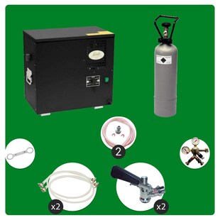 Komplett Set Zapfanlage, Bierzapfanlage AS-40, 2-leitig, Durchlaufkühler, Nasskühler - Untertheke, Green Line, Zapfkopf:Flach,Zapfkopf 2:Kombi 