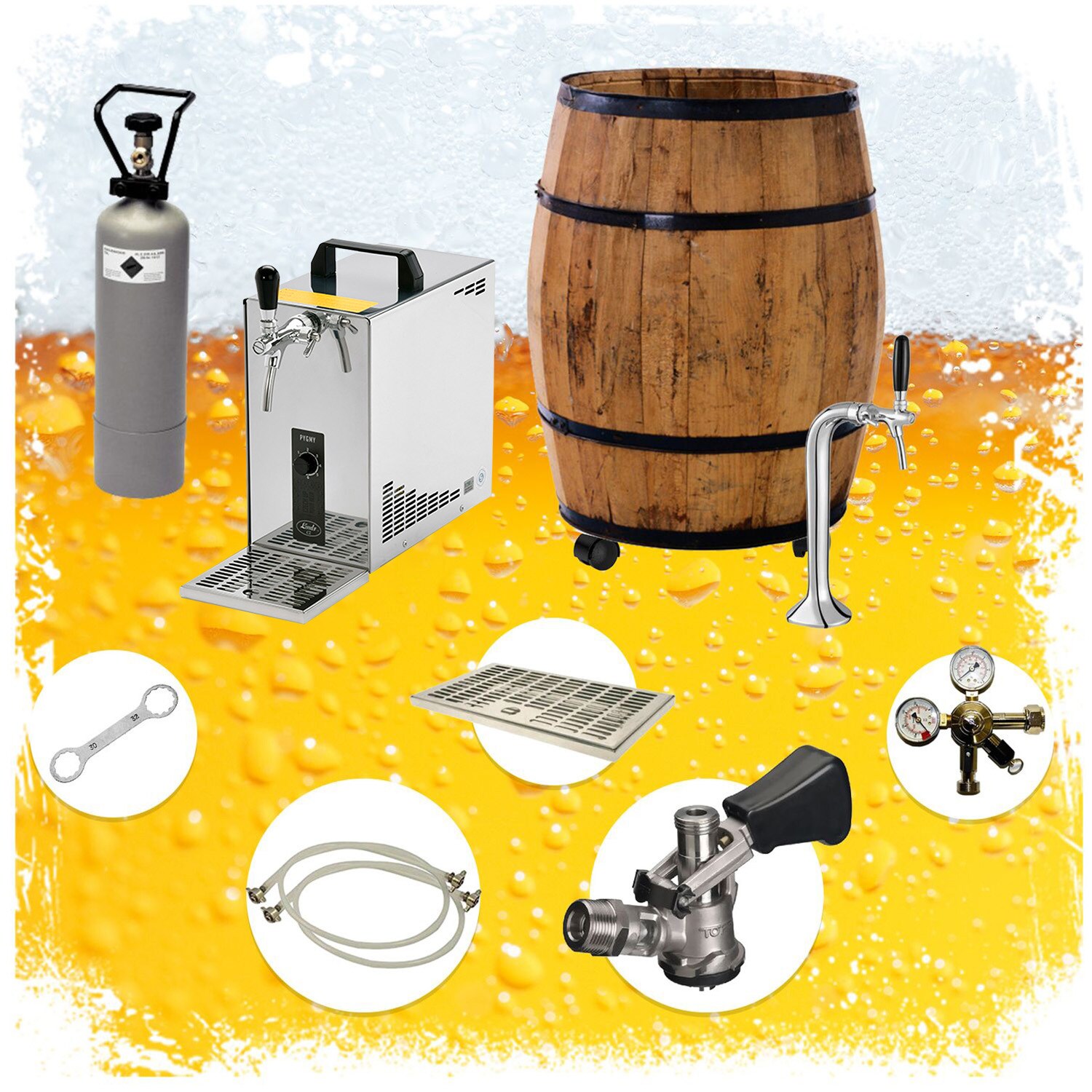 BARRIQUE-Zapfanlage, Bierzapfanlage mobile Bierbar, Rollbar Komplett Set, Zapfkopf:KeyKeg 