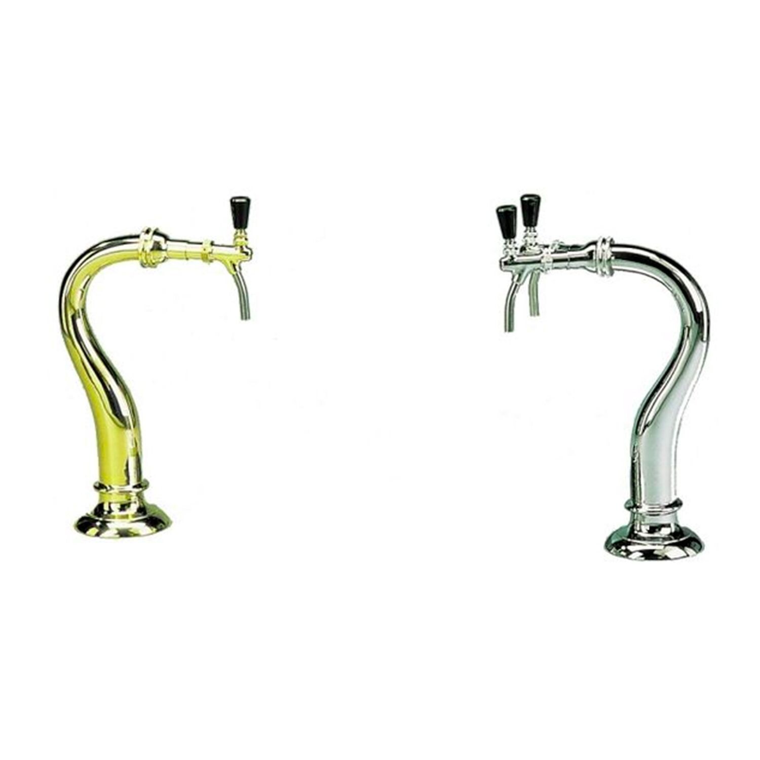 Schanksäule, Modell Schwanenhals, 2-leitig, Messing