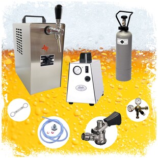 Komplett Set - Zapfanlage JET 30 Bierkoffer, Bierzapfanlage, Durchlaufkühler 1-leitig Trockenkühler, bis zu 35 Liter/h, Zapfkopf:Flach 