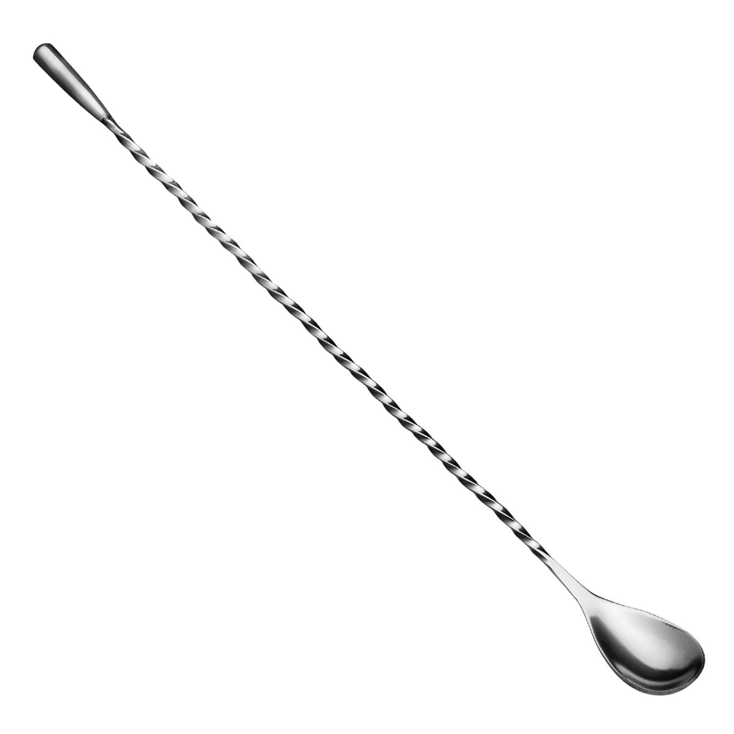 Barl&ouml;ffel Gedreht Teardrop mit Metallknauf (31 cm) - Edelstahl | F&uuml;r Cocktails & Longdrinks 