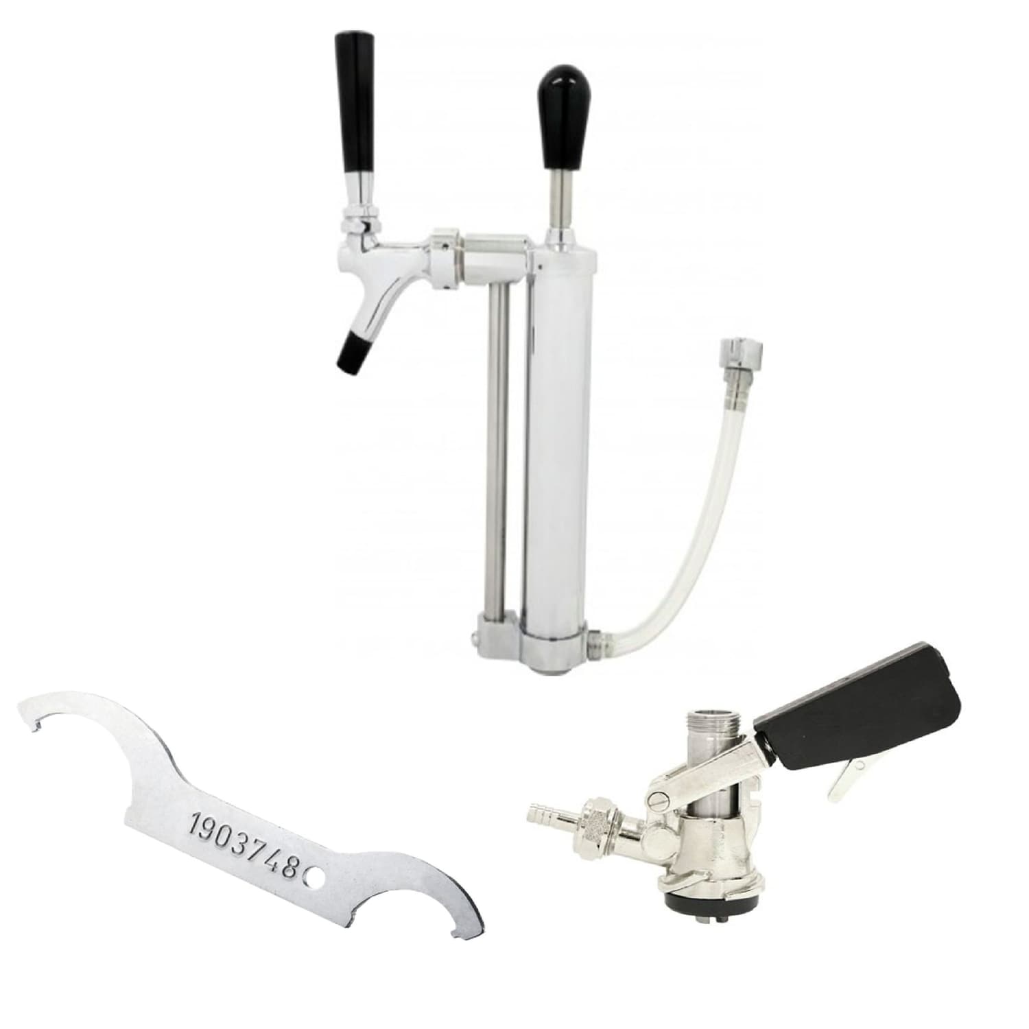 Sets mit Picknickpumpe mit Kolbenschankhahn 5/8 Co2-Abgang, Zapfkopf:Flach 