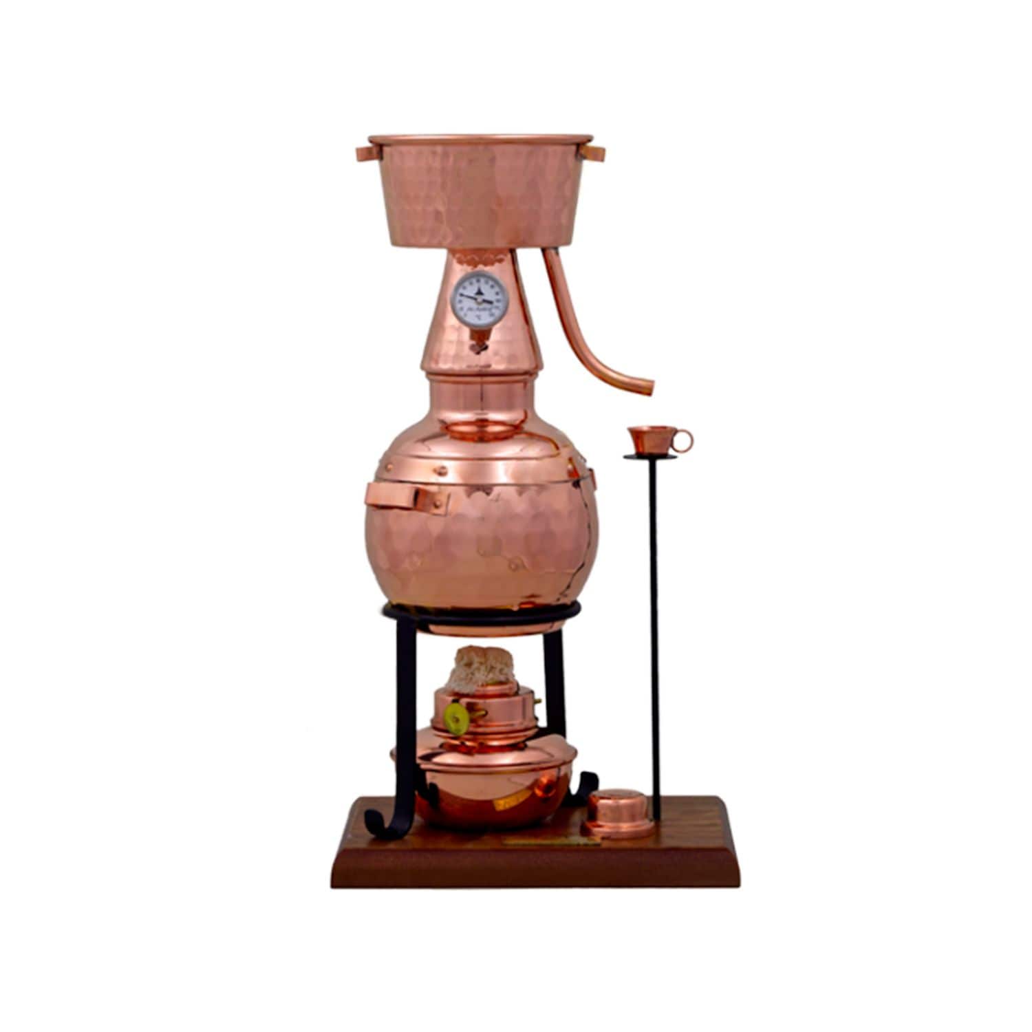 Destille Alquitar premium 0,7 Liter mit Spiritusbrenner und Thermometer 