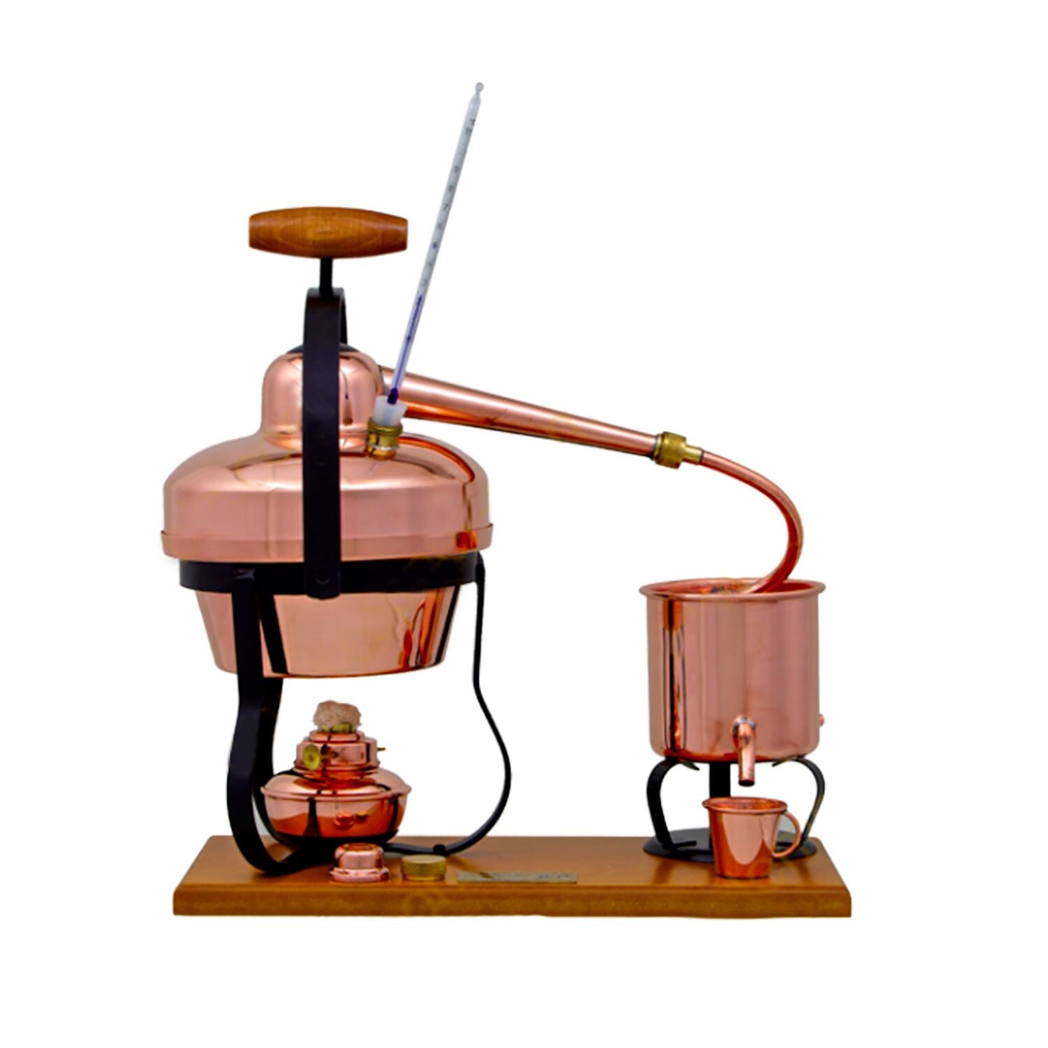 Destille 1,25 Liter mit Spiritusbrenner und Thermometer