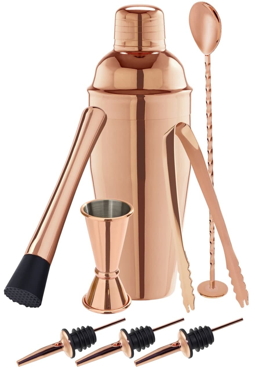 Cocktail-Set 8-teilig in einer Geschenkbox - Kupfer Optik