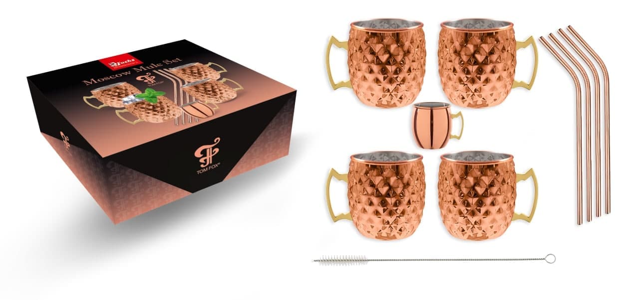 Diamond Moscow Mule Becher Set Kupfer 