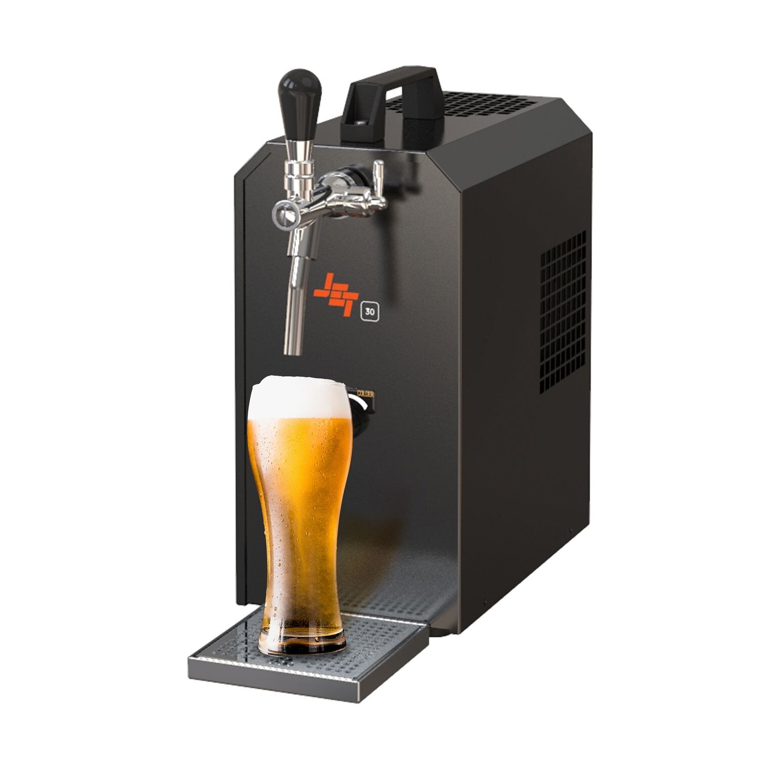 Zapfanlage, Bierzapfanlage JET 30K Bierkoffer mit Luftpumpe Durchlaufkühler 1-leitig Trockenkühler, bis zu 30 Liter/h