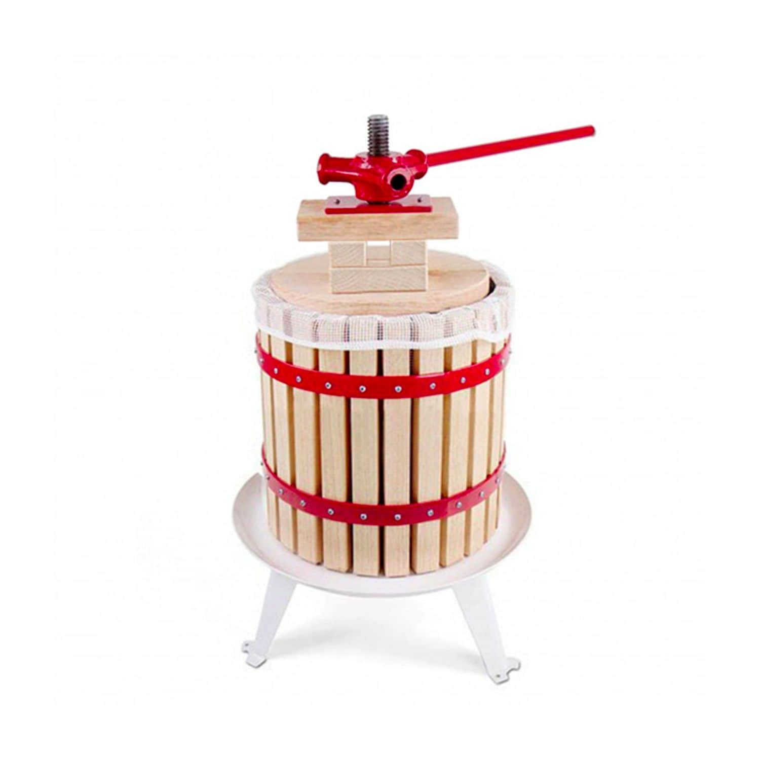 Obstpresse, Weinpresse, Apfelpresse - Korb aus Holz 12 l 