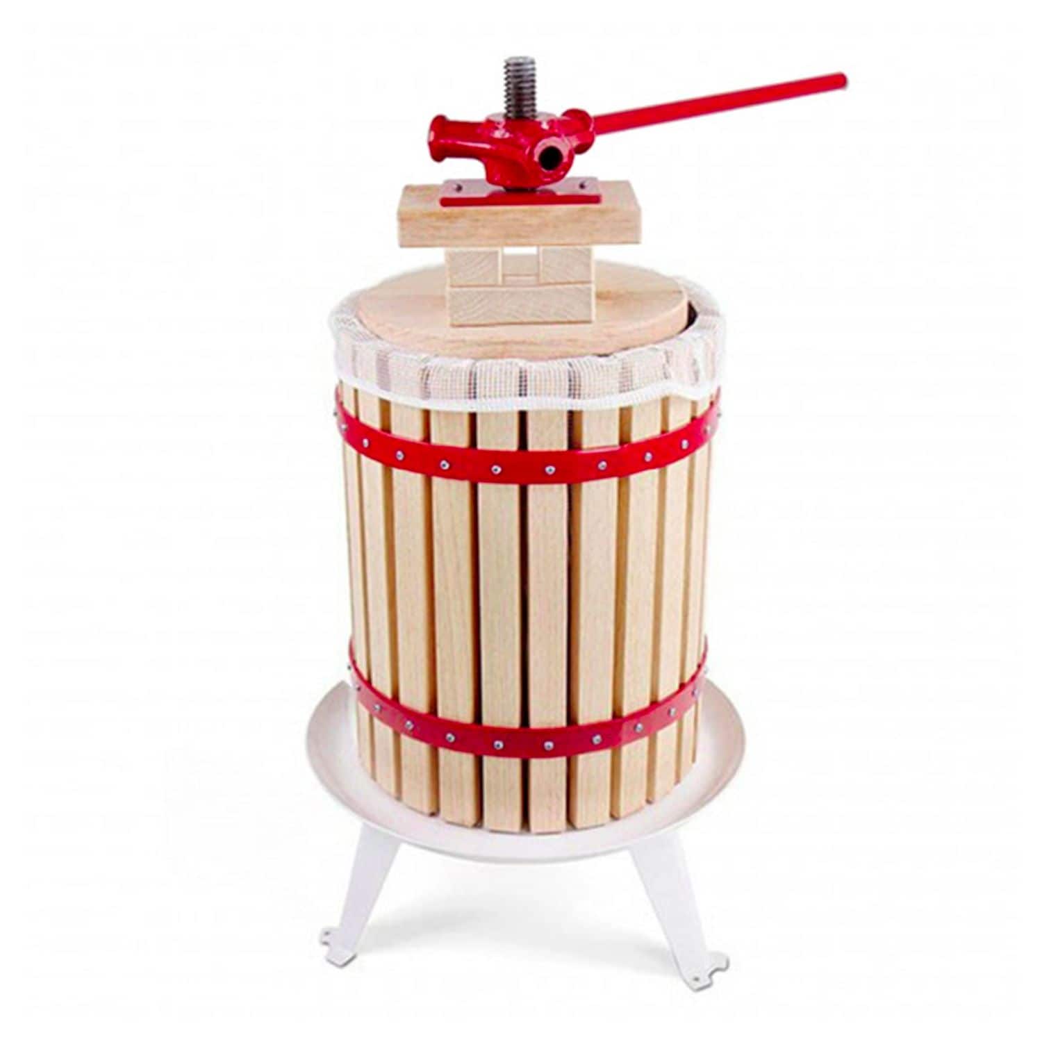 Obstpresse, Weinpresse, Apfelpresse - Korb aus Holz 18 l 