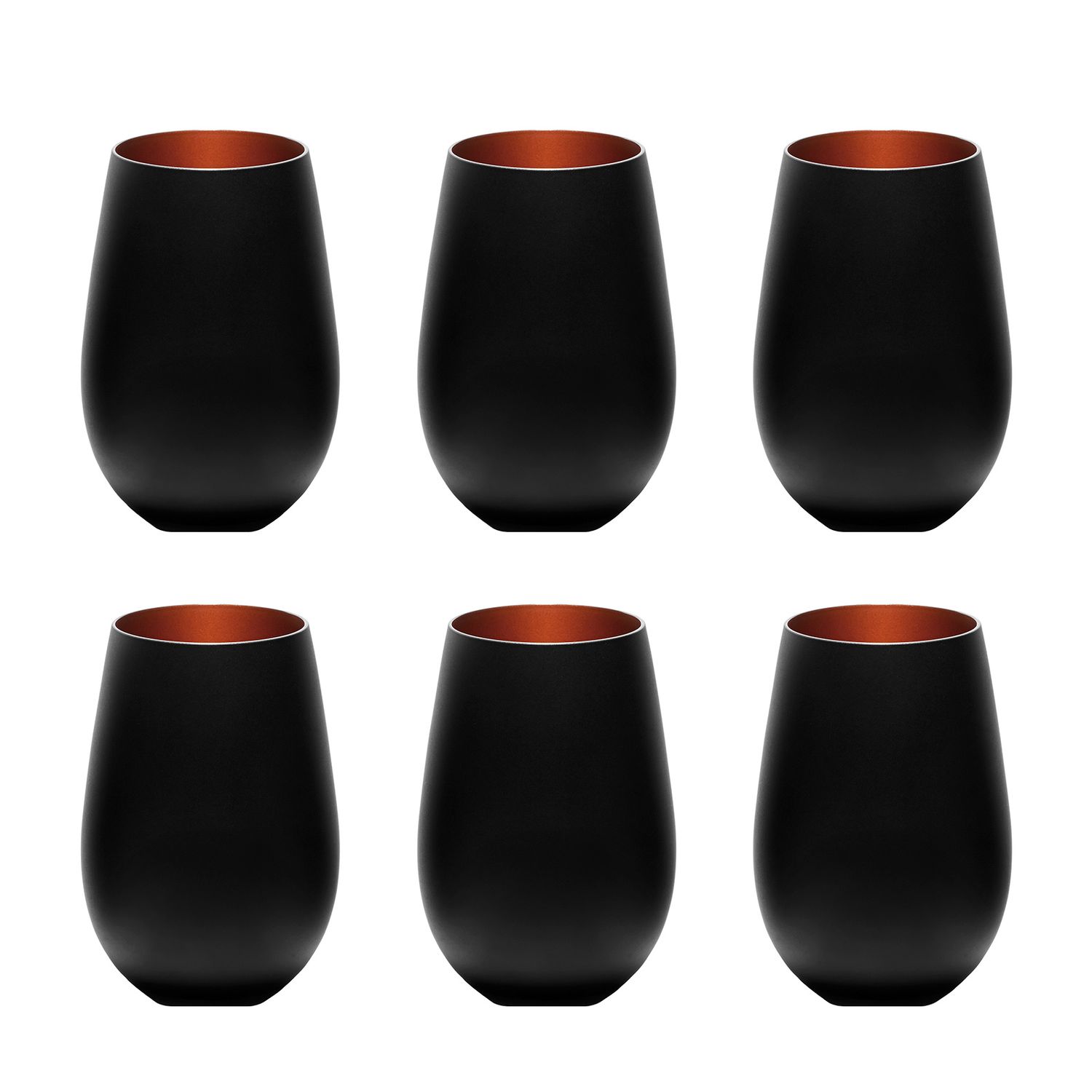 Farbige Trinkgl&auml;ser ELEMENTS 6er-Set, zweifarbig Schwarz-Bronze, 456 ml 
