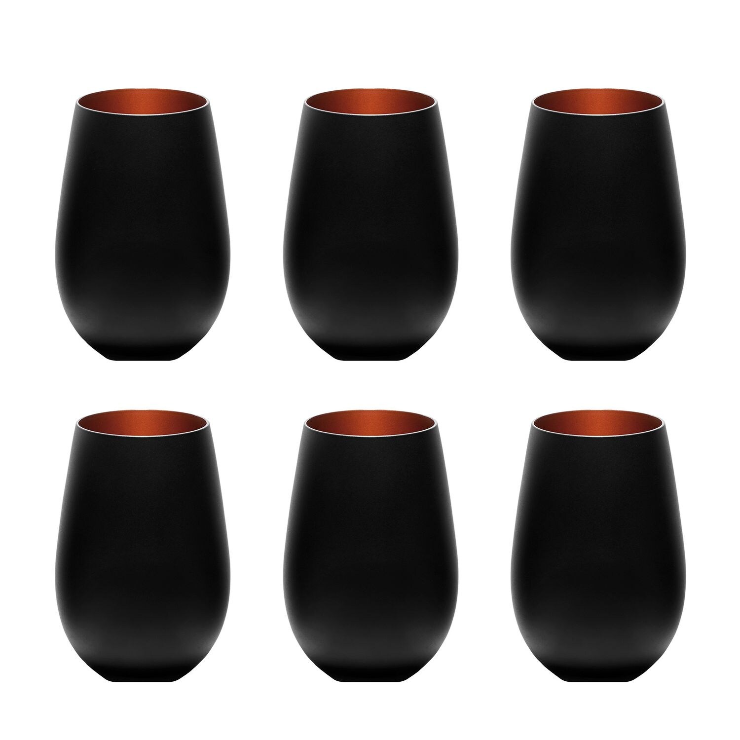 Farbige Trinkgläser ELEMENTS 6er-Set, zweifarbig Schwarz-Bronze,