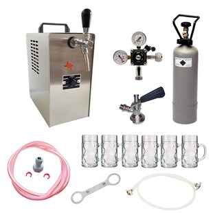 Komplett Set - Zapfanlage JET 30 Bierkoffer, Durchlaufkühler 1-leitig Trockenkühler, bis zu 35 Liter/h, inkl. Biergläser ISAR 0,3 Liter 6 Stk., Zapfkopf:Köpi 