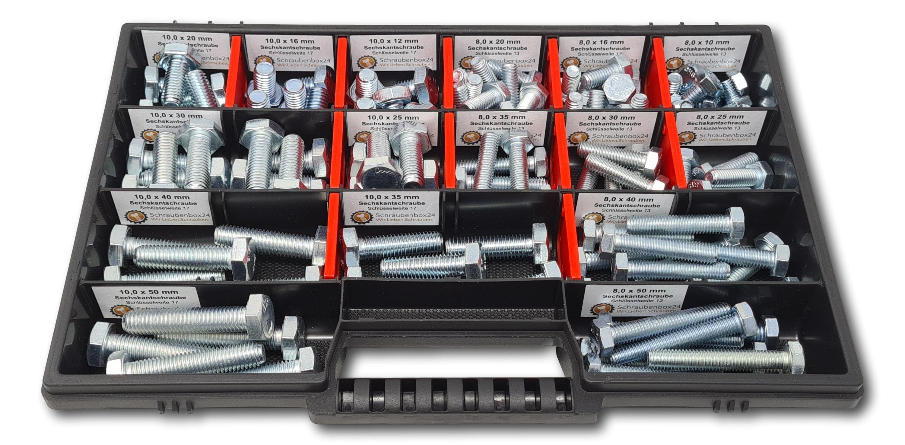Sechskantschrauben Sortiment M8-M10 // 10mm-50mm 110 tlg. Schraubenbox DIN 933 Vollgewindeschrauben Maschinenschrauben Gewindeschrauben Sechskantschrauben 