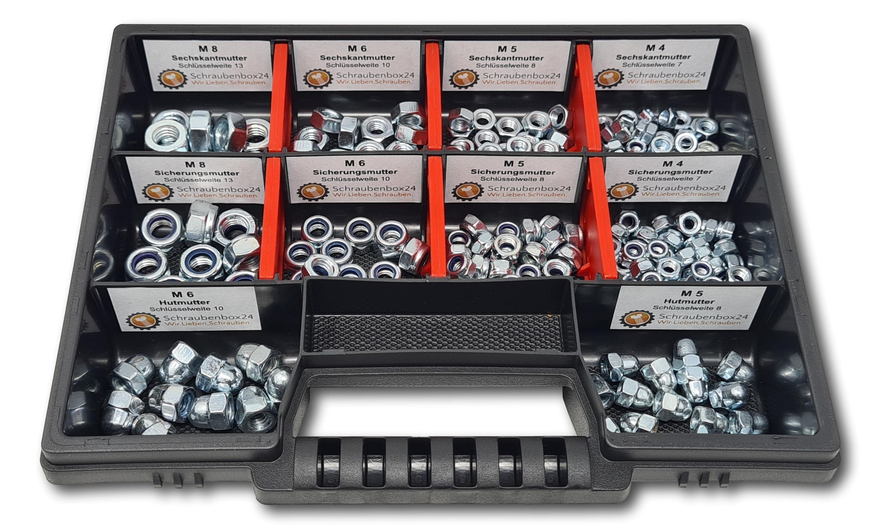 Muttern Sortiment M4-M5-M6-M8 235 tlg. Schraubenbox 