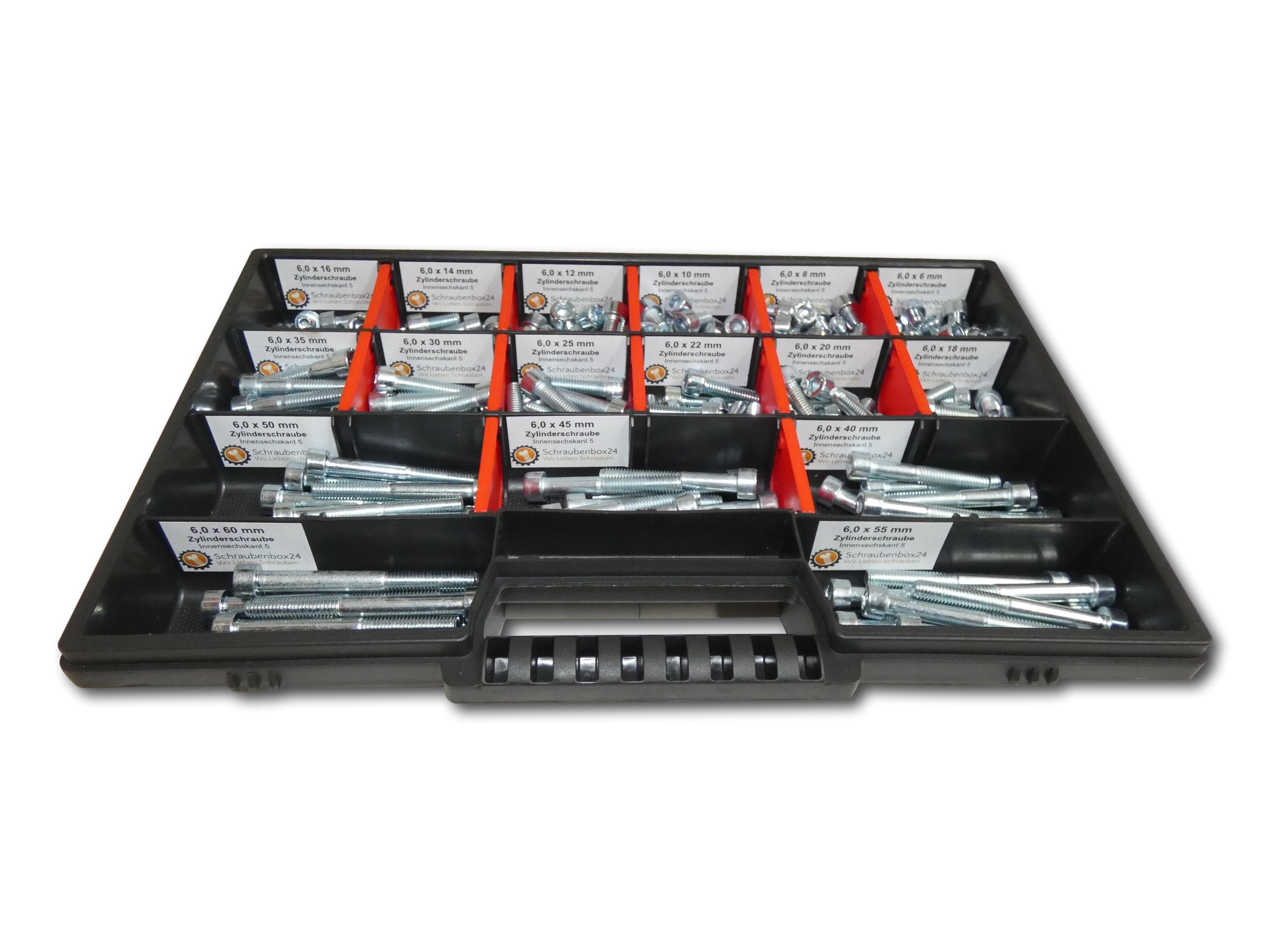 200 tlg Zylinderschrauben Sortiment M6 // 6mm-60mm Schrauben Set Schraubenbox DIN 912/ISO4762 Bolzen Vollgewindeschrauben Maschinenschrauben Gewindeschrauben Zylinderkopfschrauben 