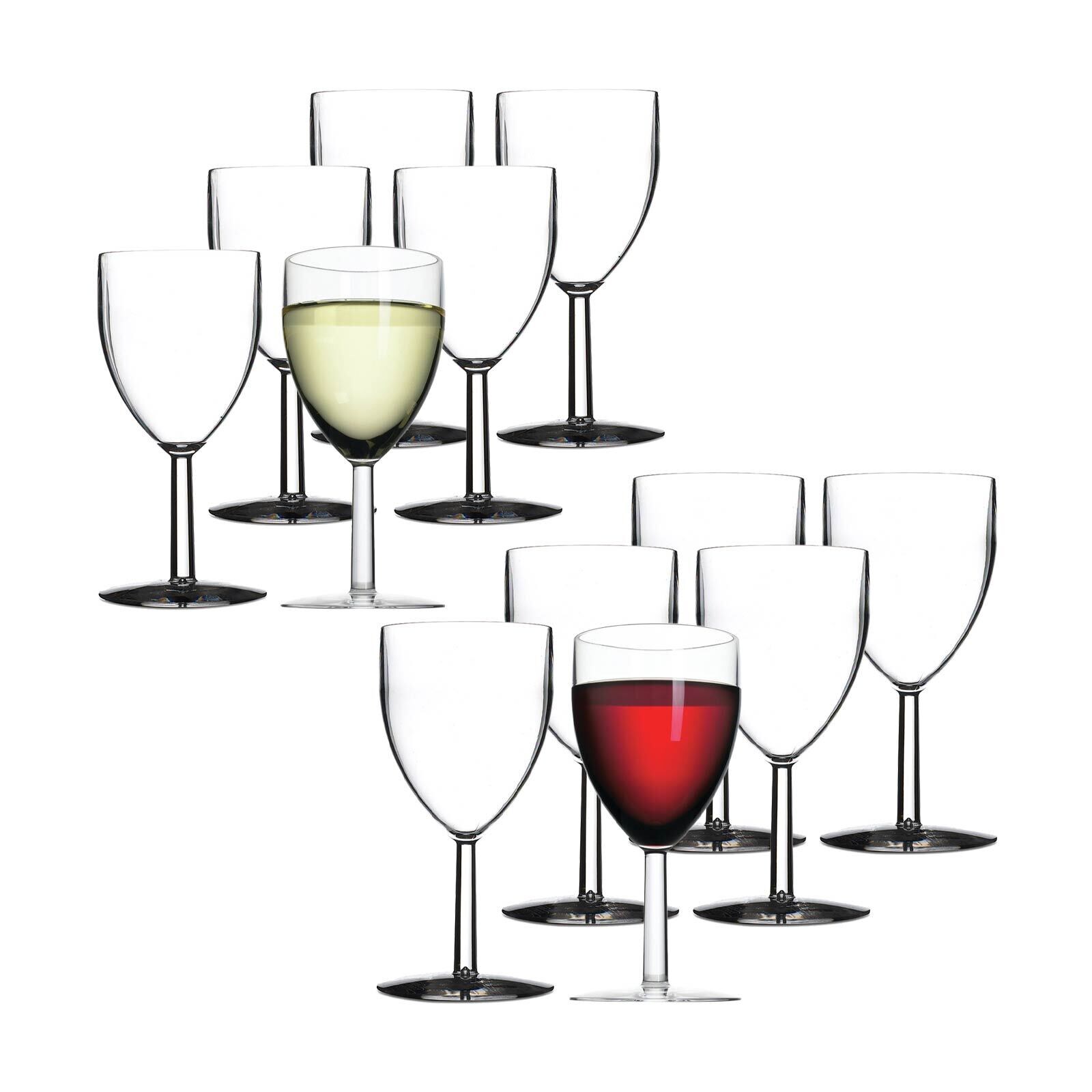 Kunststoff Rot- und Weißweingläser  + 200 ml 12er Set