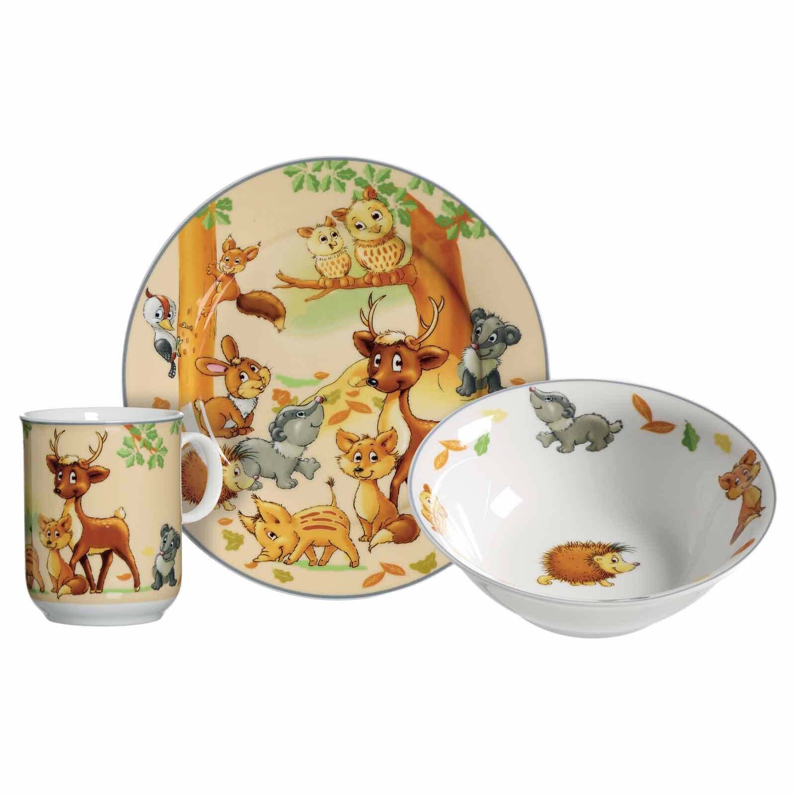 Kindergeschirr Waldtiere 3er Set