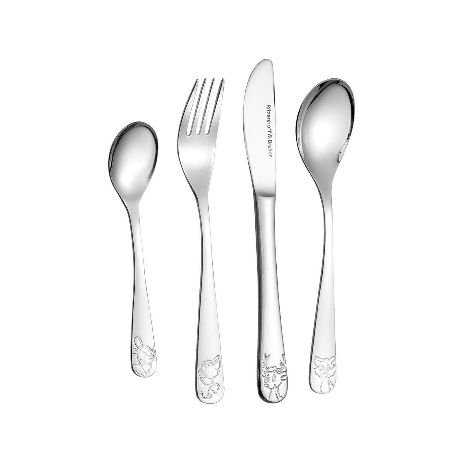 Kinderbesteck Waldtiere 4er Set