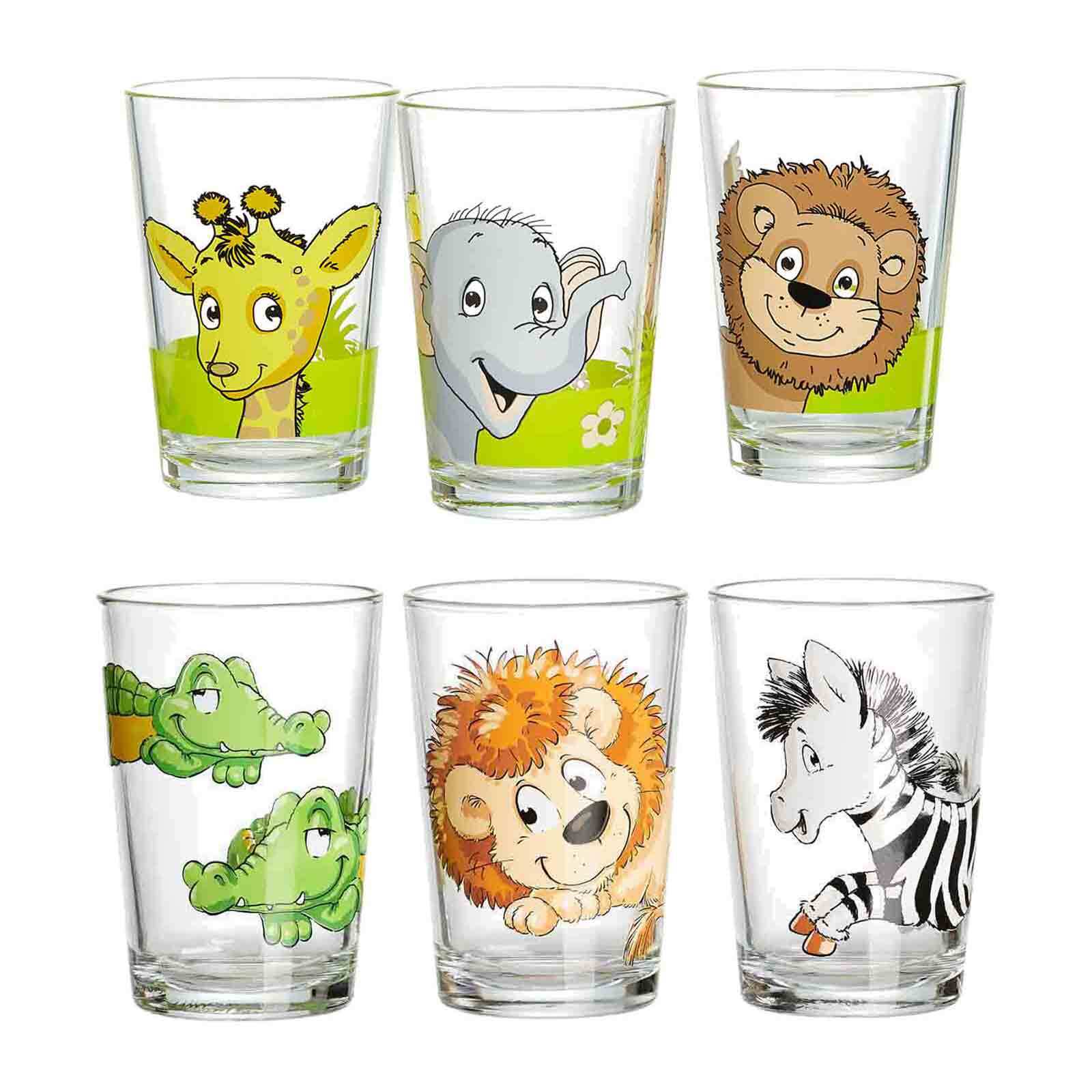 Ritzenhoff & Breker Kindergl&auml;ser Dschungeltiere Happy Zoo 205 ml 6er Set 