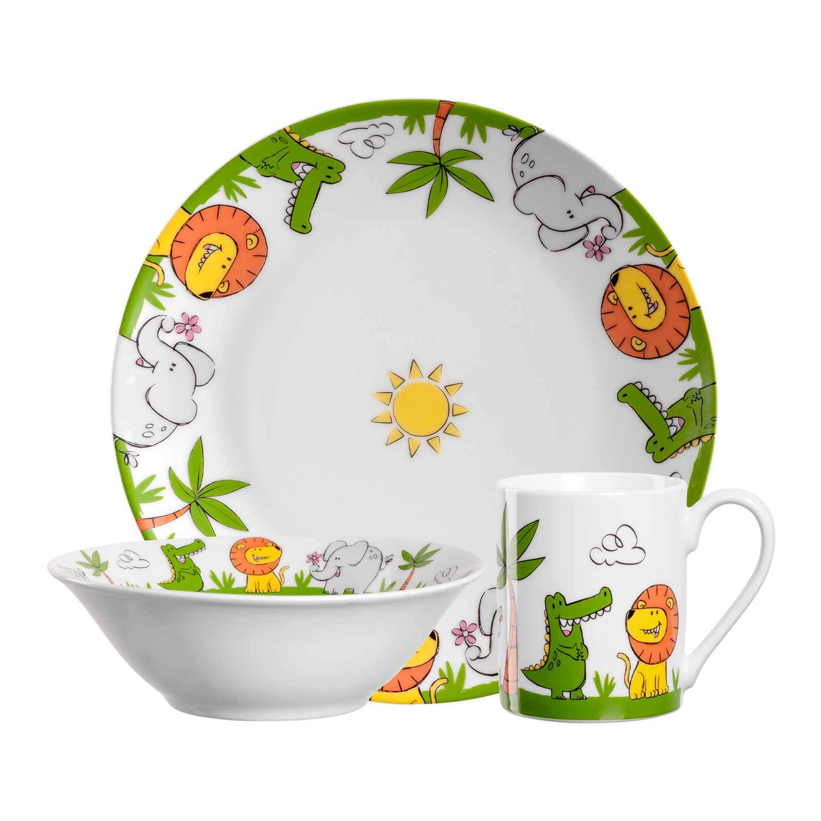 Leonardo Kindergeschirr Set Krokodil / Elefant / L&ouml;we Bambini 