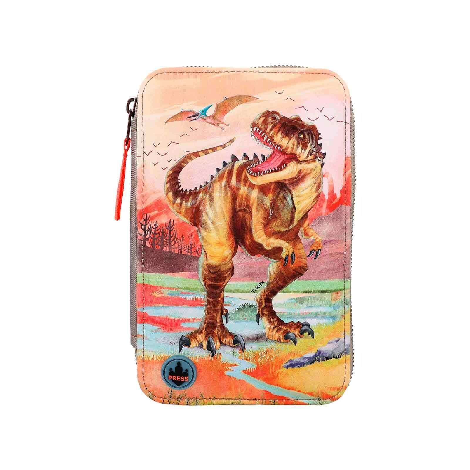 3-Fach Federtasche LED Dino World 20 x 13 cm