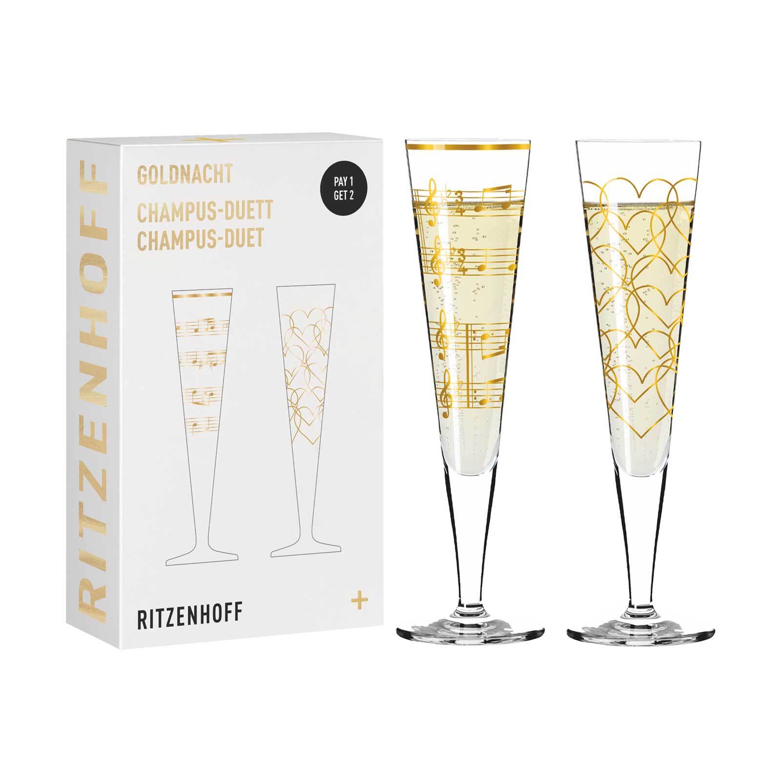 Ritzenhoff Champagnergl&auml;ser Goldnacht 205 ml 2er Set 