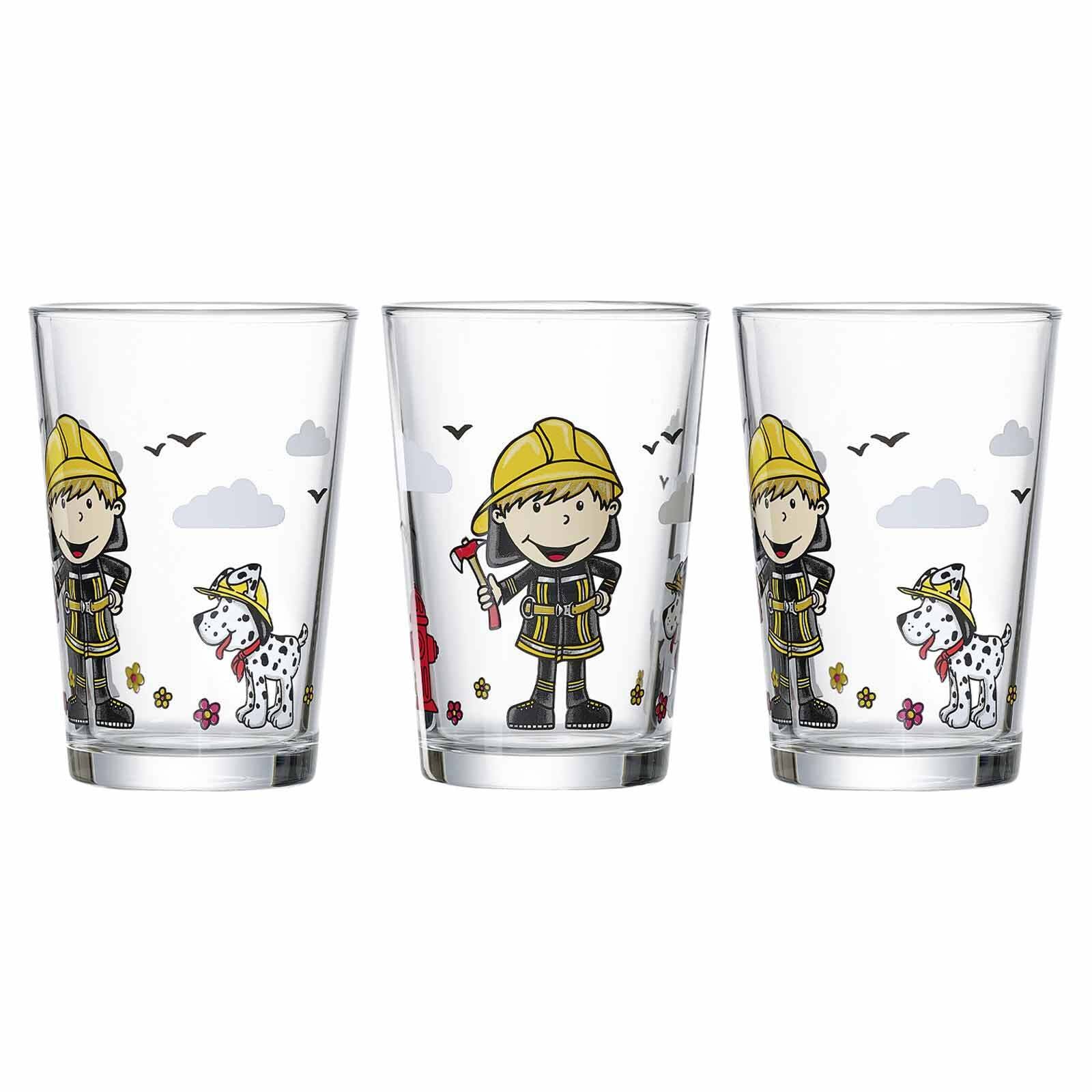 Ritzenhoff & Breker Kindergl&auml;ser Feuerwehrmann Bernie 205 ml 3er Set 
