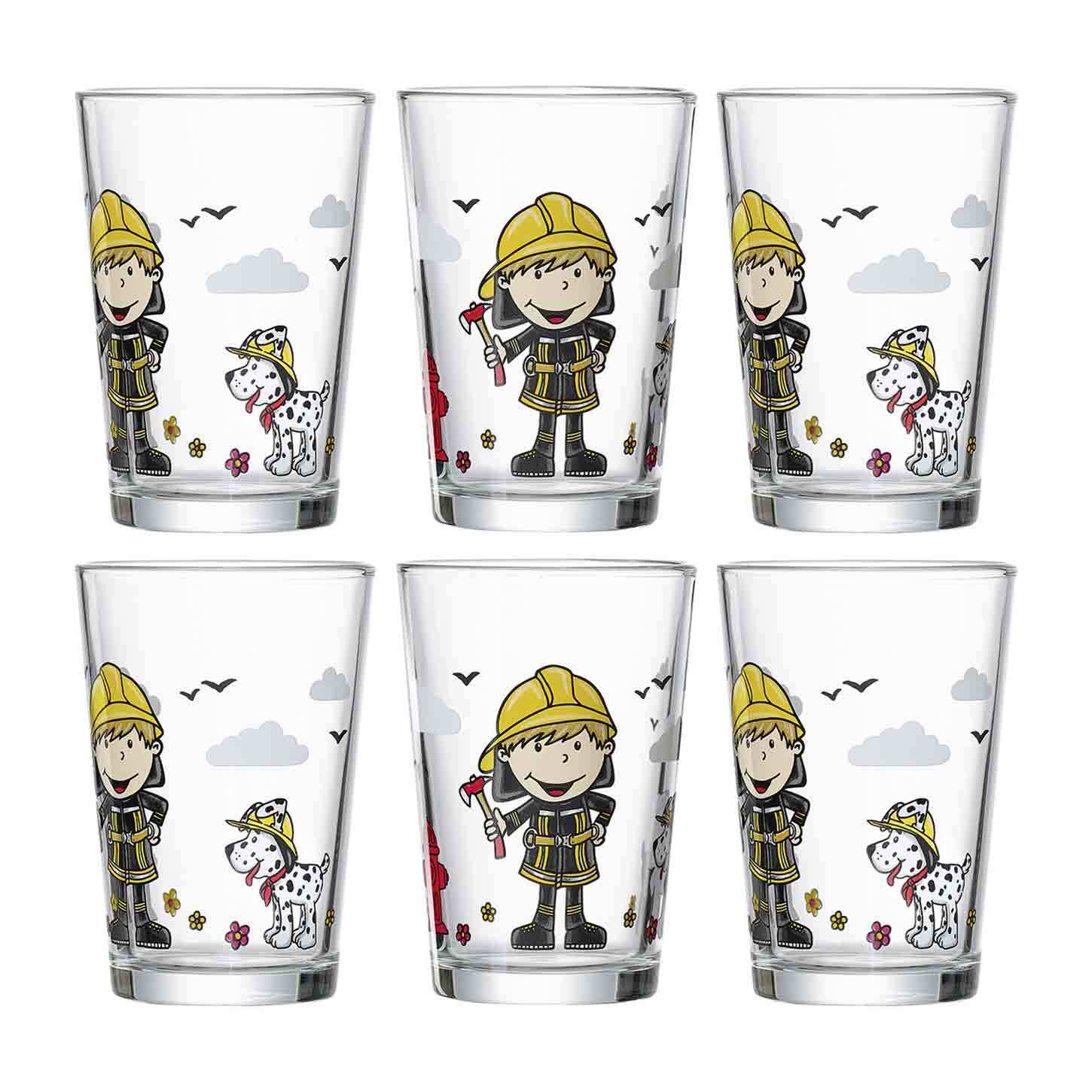 Ritzenhoff & Breker Kindergl&auml;ser Feuerwehrmann Bernie 205 ml 6er Set 